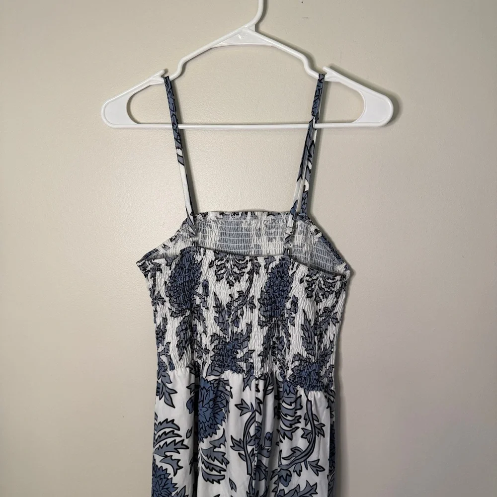 tropical blue and white womens romper size XL pants beach resort wear floral - Picture 3 of 9